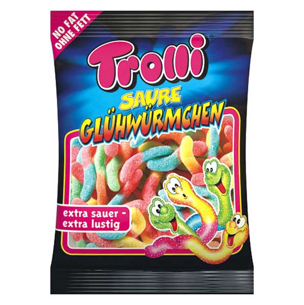 Süsswarenverpackung Trolli Saure Glühwürmchen